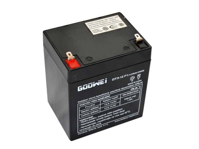 Záložní, staniční baterie VRLA 5 Ah , 12 V , kontakty F2 , GOOWEI ENERGY
