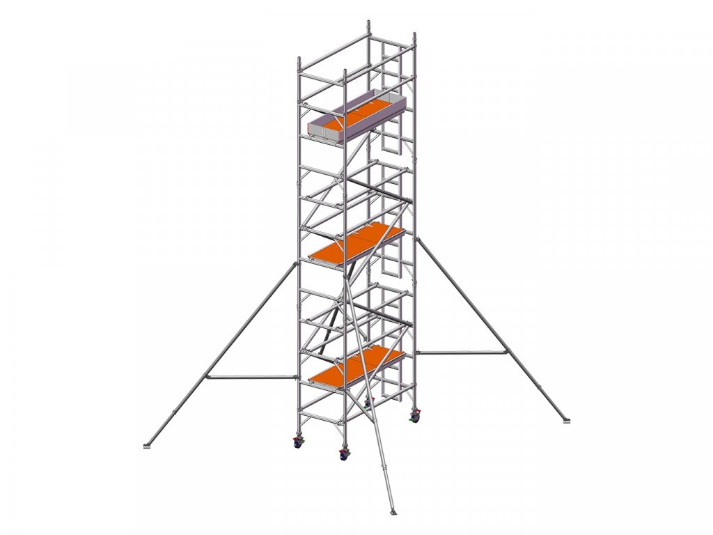 Profesionální hliníkové lešení o pracovní výšce 7,2 m, půdorys lešení 0,85 x 1,8 m Transform Tower