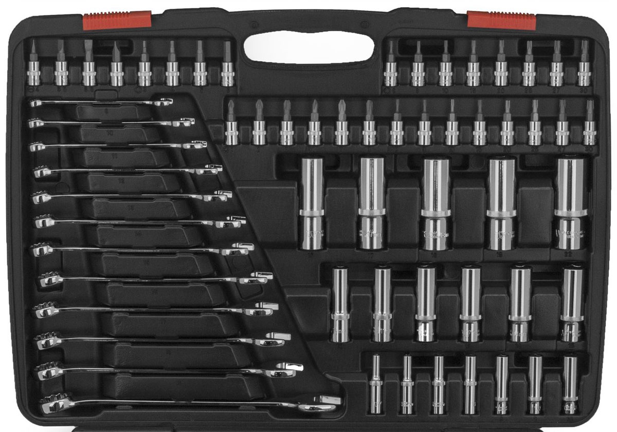 Gola sada 1/4", 3/8" a 1/2", hlavice a bity, 216 dílů sada, Welzh
