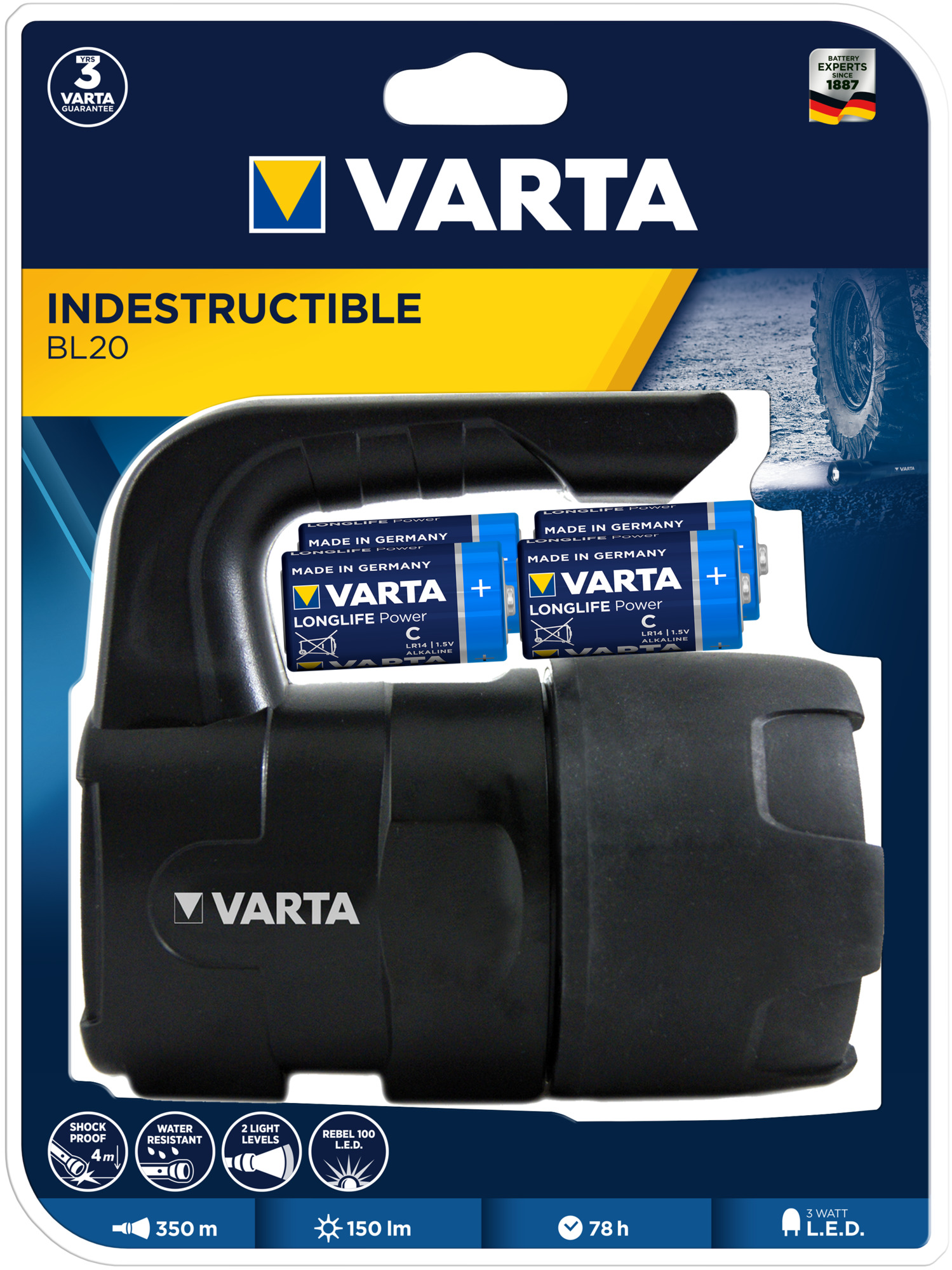 Svítilna Indestructible BL20 , nerozbitná LED svítilna , 150 lm , 18750 , VARTA