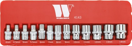 Nástrčné hlavice 1/4", 4 - 14 mm, CrV, sada 13 dílů, Welzh