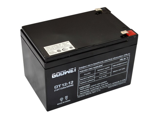 Záložní, staniční baterie VRLA 12 Ah , 12 V , kontakty F2 , GOOWEI ENERGY