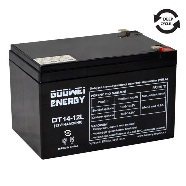Trakční baterie (AGM) OTL 14 Ah , 12 V , kontakty F2 , GOOWEI ENERGY