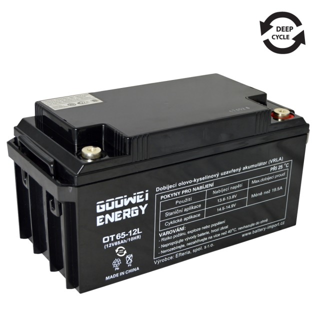 Trakční baterie (GEL) OTL 65 Ah , 12 V , kontakty T3 , GOOWEI ENERGY