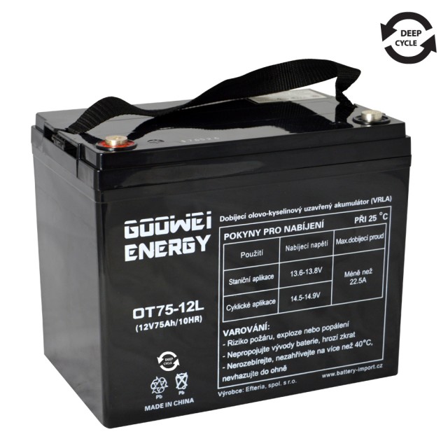 Trakční baterie (GEL) OTL 75 Ah , 12 V , kontakty T1 , GOOWEI ENERGY