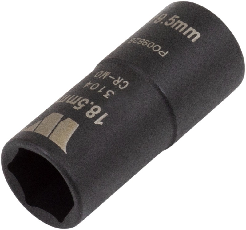 Kombinovaná nástrčná hlavice 1/2", 6 hran, 18.5 mm a 19.5 mm na poškozené matice a šrouby, pro rázové utahováky, CrMo, Welzh