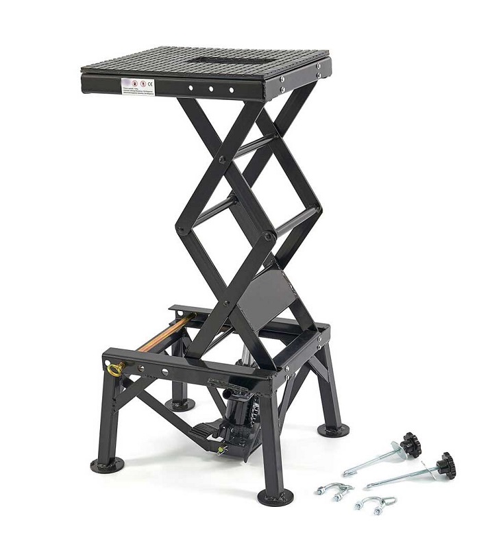 Kompaktní hydraulický motocyklový zvedák 50, zvednutí až 135 kg, hmotnost 33 kg