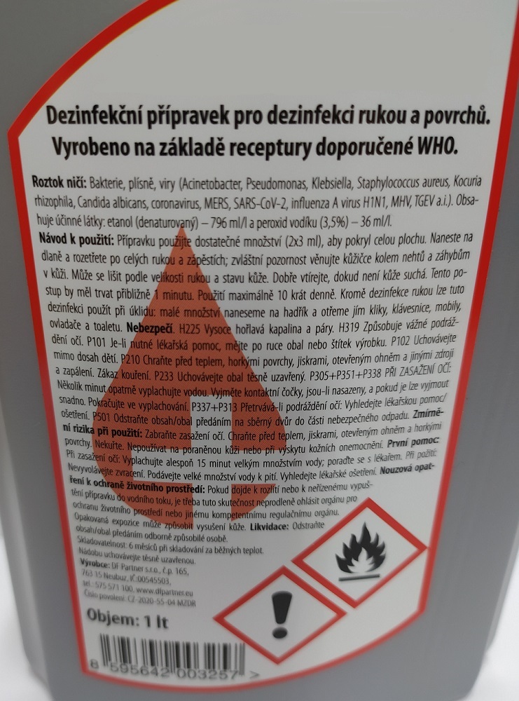 Dezinfekce tekutá na ruce a povrchy , 1 l