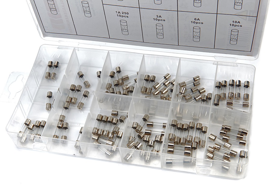 Sada skleněných pojistek 5 x 20 mm, rozsah 0.2 - 15 A, 100 ks