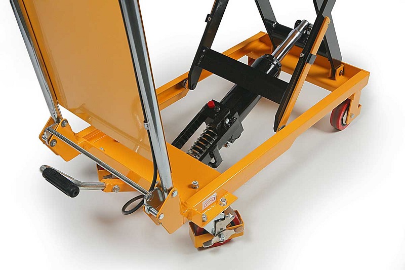 Manipulační vozík s hydraulickým nůžkovým zdvihem a pracovním stolem, nosnost až 150 kg, zdvih 740 mm