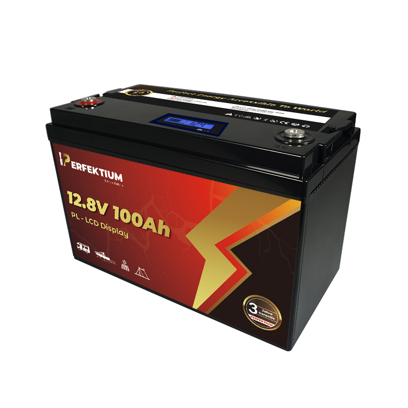 Trakční baterie 100 Ah, 12,8 V, Perfektium LiFePo4 Lithium, přes 4000 cyklů, 3 let záruka, s vestavěným Smart BMS a LCD displejem, PL-12.8V 100Ah Perfektium