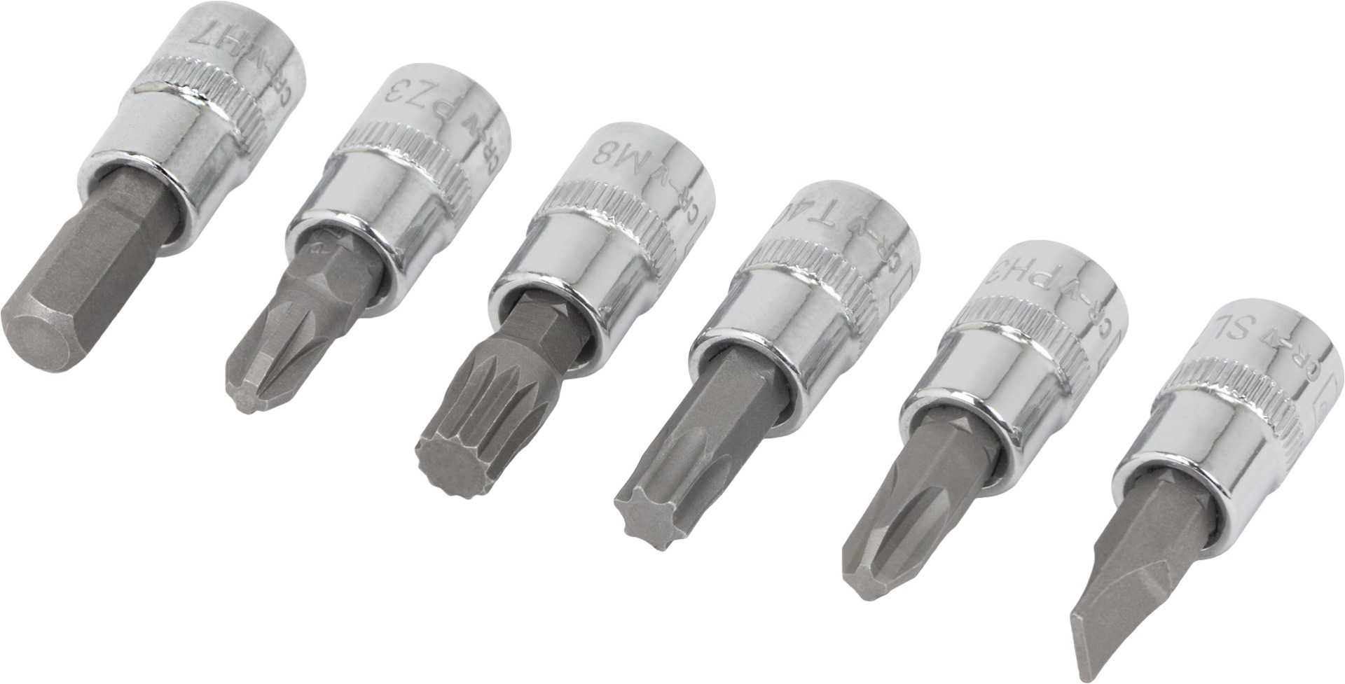 Hlavice zástrčné 1/4", Inbus, Torx, XZN, křížové a ploché, CrV, 27 dílů, Welzh