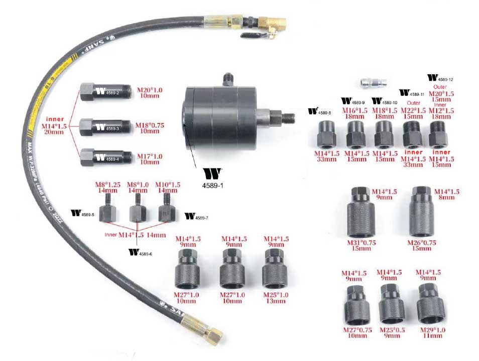 Vibrační pneumatický nástroj na vytahování dieselových vstřikovačů Bosch, Delphi, Denso, Siemens, atd... - common rail, Welzh