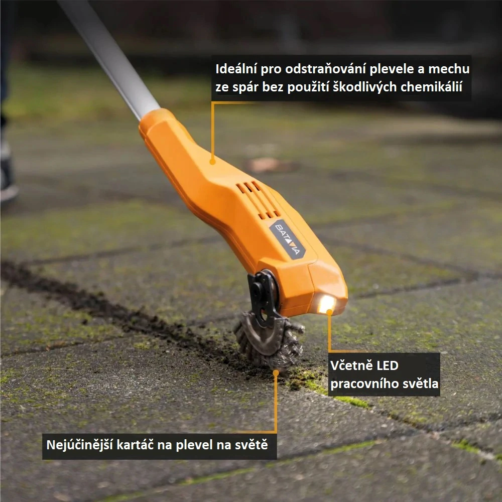Aku bezdrátový kartáč na čištění spár, odstraňovač plevele, mechu a nečistot, 12 V, FIXXBRUSH BATAVIA