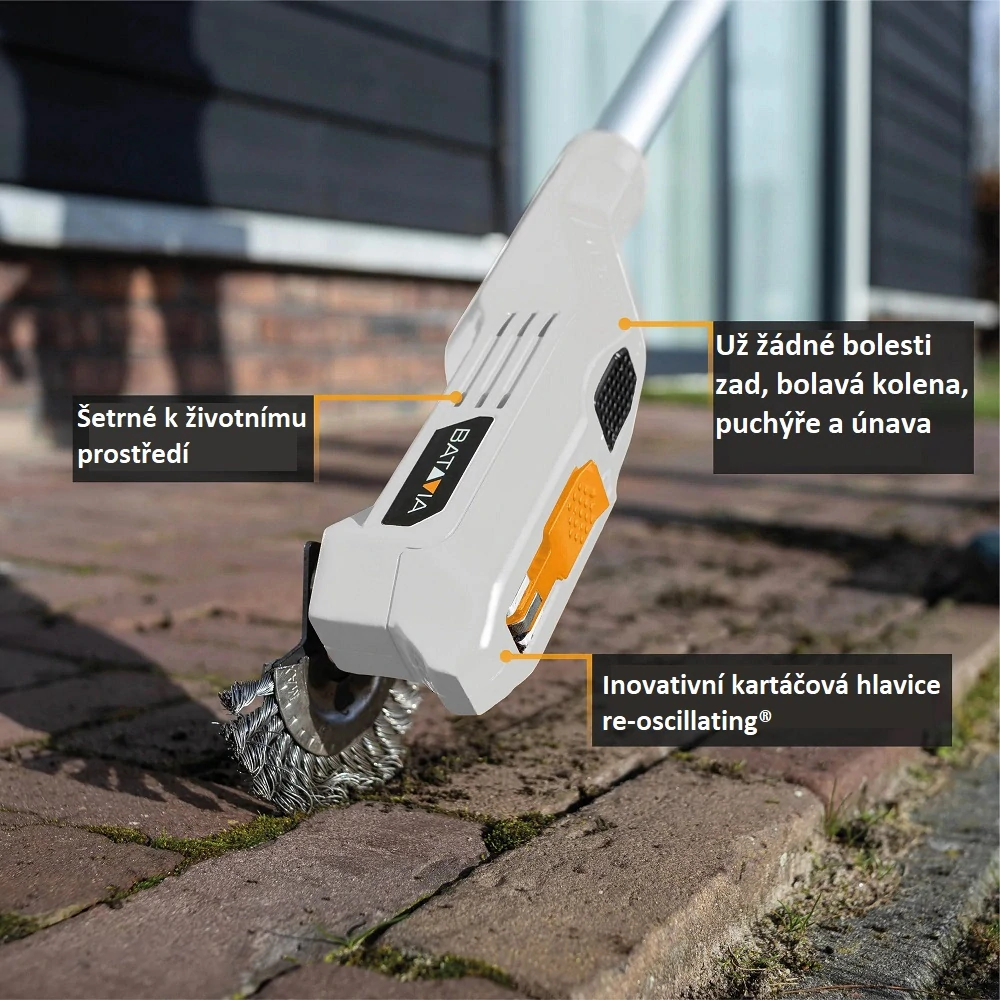 Aku bezdrátový kartáč na čištění spár, odstraňovač plevele, mechu a nečistot, 18 V, FIXXBRUSH BATAVIA