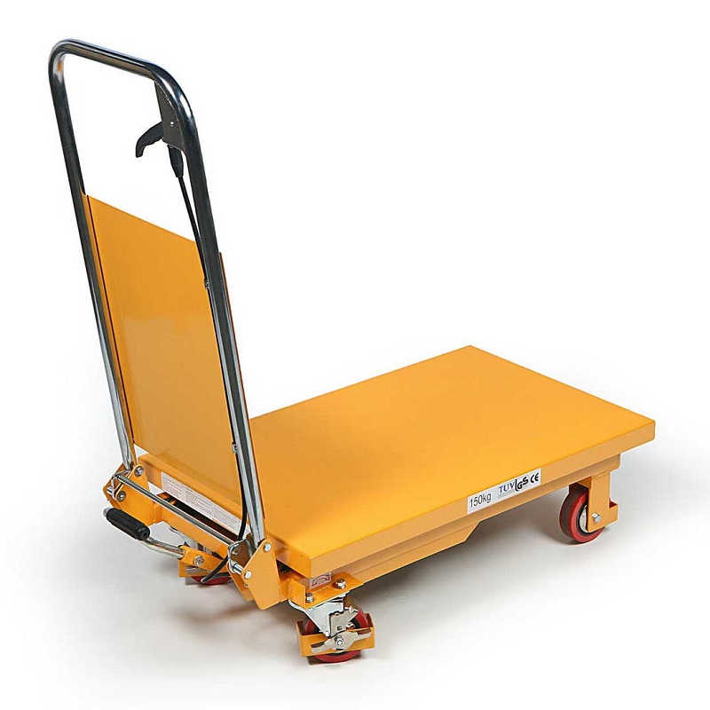 Manipulační vozík s hydraulickým nůžkovým zdvihem a pracovním stolem, nosnost až 150 kg, zdvih 740 mm