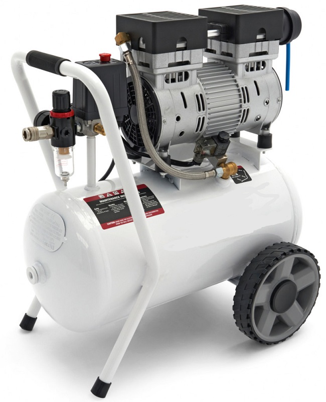 Tichý bezolejový kompresor "SILENT" 24 l , 2-válcový , 8 bar , 750 W 53-60 dB(A)