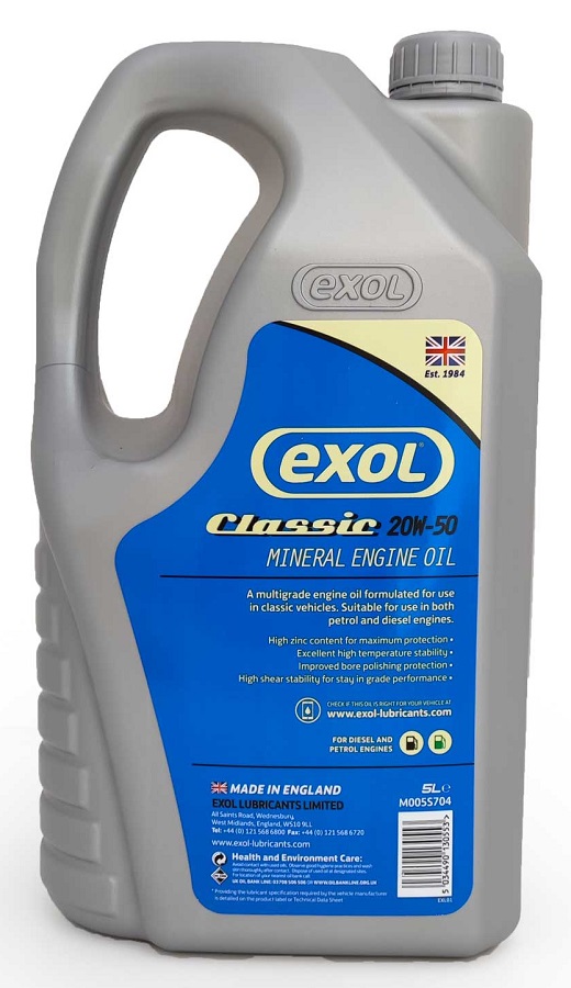 Exol CLASSIC 20W-50, minerální motorový olej pro starší vozy a veterány, 5l