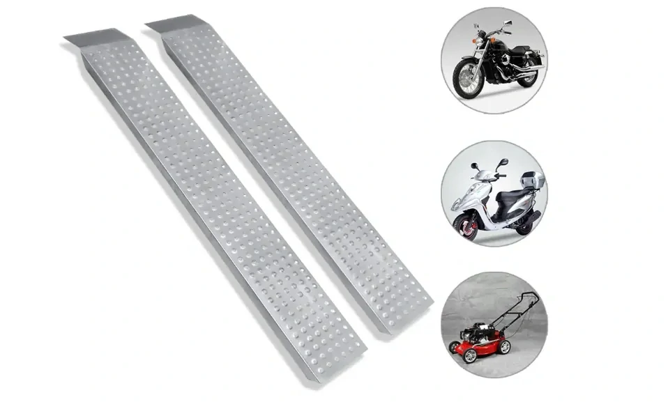Nakládací nájezdy z pozinkované oceli s protiskluzovým povrchem pro vozíky, motorky, ATV, čtyřkolky, 1 pár, nosnost max. 400 kg, hmotnost 12 kg