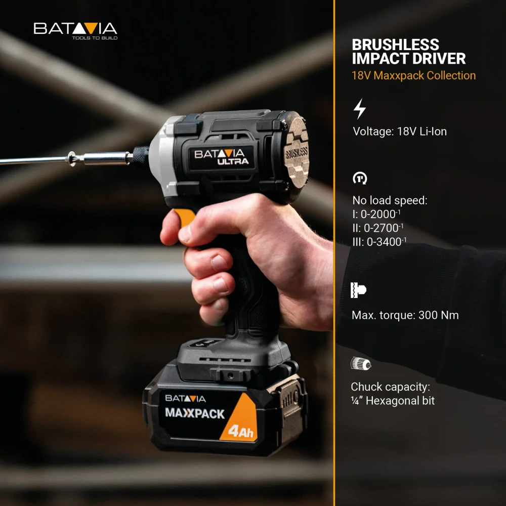 AKU bezdrátový rázový utáhovák, 18V Li-Ion, 230 Nm, bez baterie a nabíječky, bateriová platforma MAXXPACK ULTRA BATAVIA