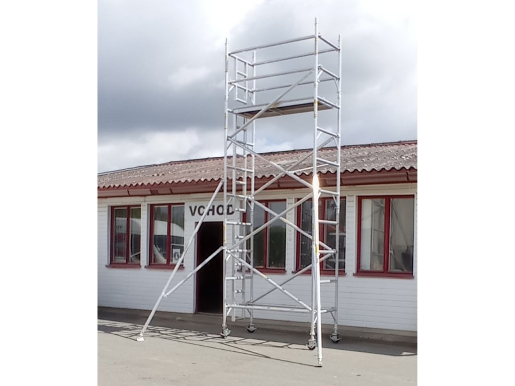 Profesionální hliníkové lešení o pracovní výšce 6,2 m, půdorys lešení 0,85 x 1,8 m Transform Tower
