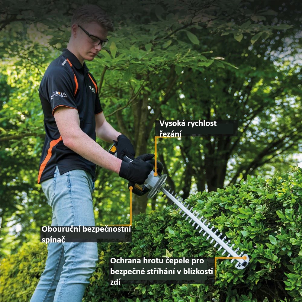 AKU nůžky na živý plot, plotostřih, 560 mm, 18V Li-Ion, bez baterie a nabíječky, bateriová platforma MAXXPACK BATAVIA