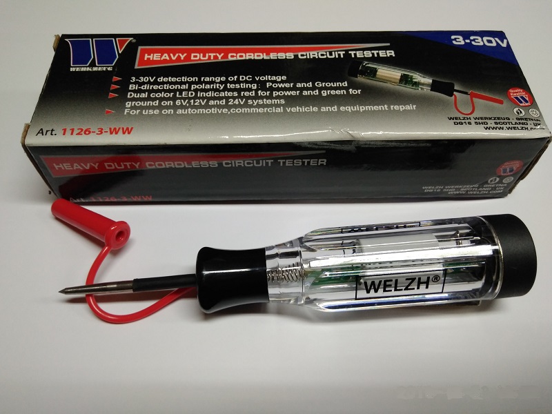 Zkoušečka napětí auto-moto 6V, 12V a 24V, Welzh