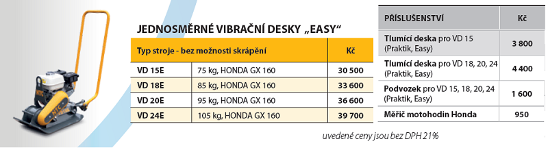 Jednosměrná vibrační deska, benzínový motor HONDA, 20kN, 95 kg Easy - VD 20 E NTC