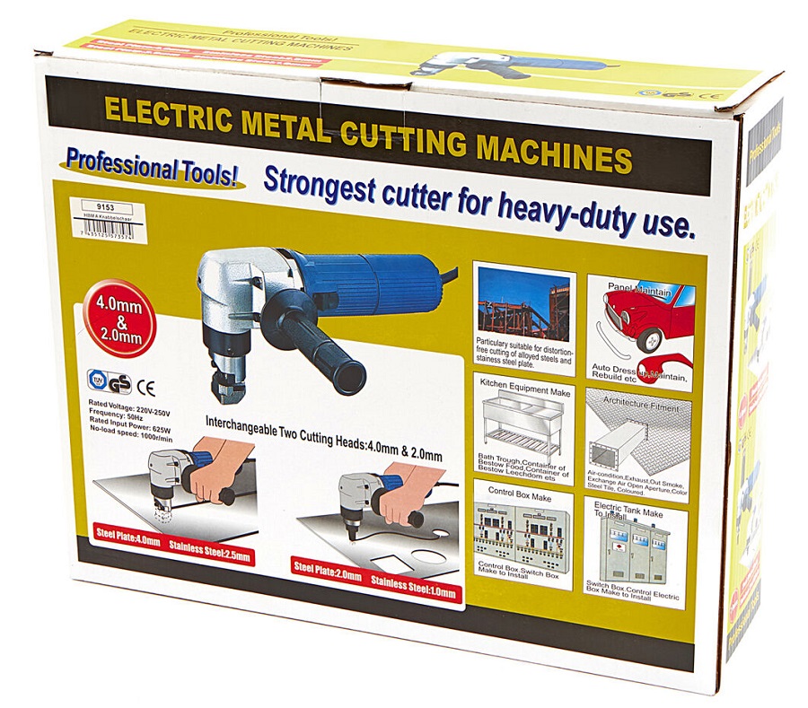 Prostřihovač plechu 625 W, 4 mm, dvě střihací hlavy, model 1-A