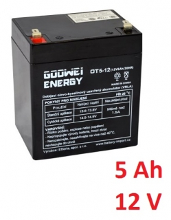 Záložní, staniční baterie VRLA 5 Ah , 12 V , kontakty F2 , GOOWEI ENERGY