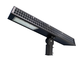 Pouliční solární LED lampa 50W, s pohybovým čidlem, trojrozměrný solární panel, 6.046 lm, kapacita LiFePO4 baterie 260 WH, LTM-300S
