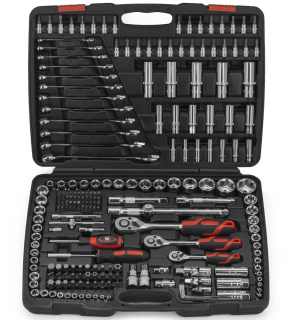 Gola sada 1/4", 3/8" a 1/2", hlavice a bity, 216 dílů sada, Welzh