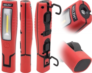 Multifunkční pracovní lampa COB 3W s horní lampou 3W, RED, Welzh