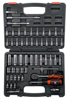 Gola sada 1/4", standardní a prodloužené hlavice super-lock, bity, 57 dílů, Welzh