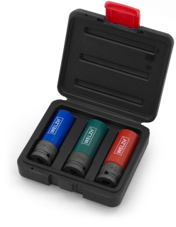 Hlavice nástrčné 17, 19, 21 mm, 6-ti hran, prodloužená, CrMo, na Alu kola, Welzh