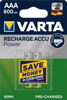 VARTA nabíjecí baterie POWER 2 ks - Ready To Use 800 mAh, 56703, typ micro AAA