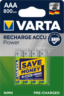VARTA nabíjecí baterie POWER 4 ks - Ready To Use 800 mAh, 56703, typ micro AAA