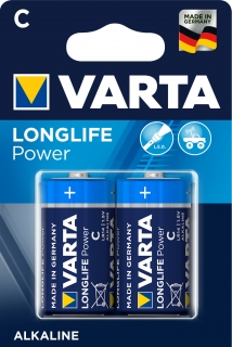 Tužková baterie malá mono LONGLIFE POWER 2 ks, typ C, 4914 VARTA (buřtík, malý buřt)