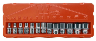 Nástrčné hlavice 1/4", Gear-Lock 4 - 14 mm, CrV, sada 13 dílů, Welzh