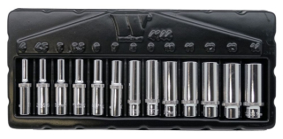 Nástrčné hlavice 1/4", 6-ti hran, 4 - 14 mm, prodloužené, sada 13 dílů, Welzh
