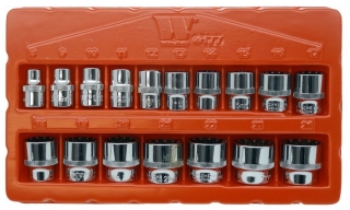 Nástrčné hlavice 3/8", 12-ti hran, Gear-Lock 8 - 21 mm, CrV, sada 14 dílů, Welzh