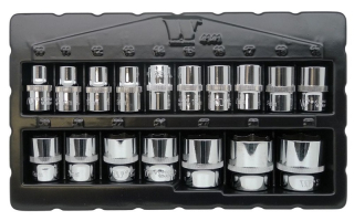 Nástrčné hlavice 1/2", 6-ti hran, 10 - 32 mm, CrV, sada 17 dílů, Welzh
