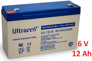 Záložní, staniční baterie VRLA-AGM 12 Ah , 6 V , kontakty F1 , Ultracell