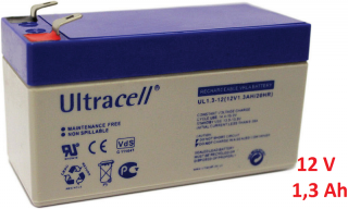 Záložní, staniční baterie VRLA-AGM 1,3 Ah , 12 V , kontakty F1 , Ultracell