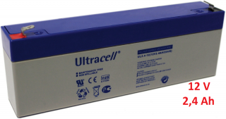 Záložní, staniční baterie VRLA-AGM 2,4 Ah , 12 V , kontakty F1 , Ultracell