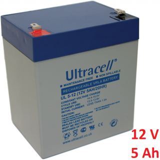Záložní, staniční baterie VRLA-AGM 5 Ah , 12 V , kontakty F1 , Ultracell