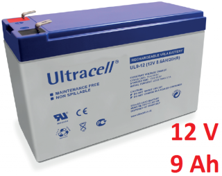 Záložní, staniční baterie VRLA-AGM 9 Ah , 12 V , kontakty F2 , Ultracell