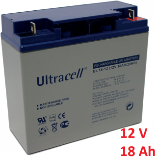 Záložní, staniční baterie VRLA-AGM 18 Ah , 12 V , kontakty F3 , Ultracell