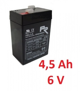 Záložní, staniční baterie VRLA 4,5 Ah , 6 V , kontakty F1 , GOOWEI ENERGY