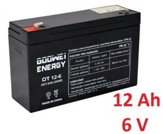 Záložní, staniční baterie VRLA 12 Ah , 6 V , kontakty F1 , GOOWEI ENERGY